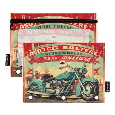 Imagem de Wassud Pôster vintage com motocicletas, pacote com 2, pastas de fichário, pastas de bolso com 3 furos, pasta organizadora de fichários para casa, escritório