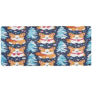 Imagem de Wassud Corgi Tapete de mouse com estampa natalina para jogos com base de borracha antiderrapante, mouse pad longo com borda costurada, à prova d'água, grande mesa para escritório, casa, 89,9 cm x 39,9