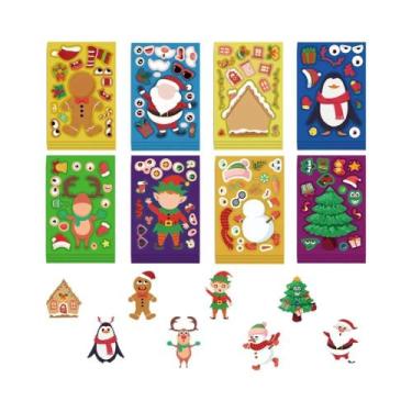 Imagem de Adesivos De Quebra-Cabeça De Boneco De Neve De Natal 8 Peças Desenho A