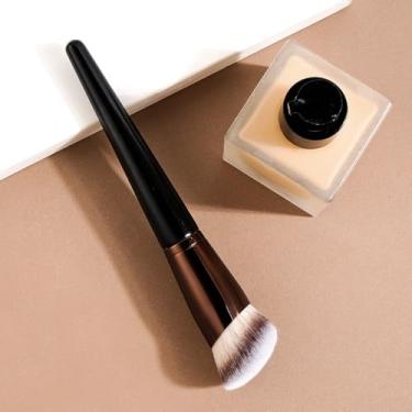 Imagem de 1 pincel de maquiagem multiuso, adequado para contorno, blush e configuração de pó, cerdas fofas ultramacias (café preto)