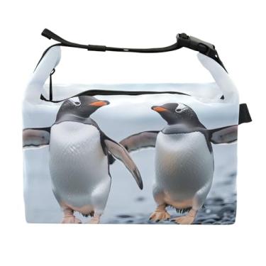 Imagem de STAYTOP Lancheira de dois pinguins saltadores com fivela de alça, lancheira isolada para meninos e meninas, lancheira térmica para trabalho escolar