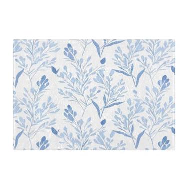 Imagem de Burbuja Tapete de banho Blue Wispy Wildflower, tapete de banheiro absorvente extra macio com suporte antiderrapante para banheiro, banheira e chuveiro, 40 x 61 cm