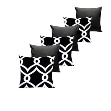 Imagem de KTI COM 6 ALMOFADAS CHEIAS COM ENCHIMENTOS PARA QUARTO SALA OU SOFÁ(ELO PRETO&BRANCO)