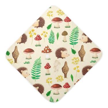 Imagem de Burbuja Cute Hedgehogs Toalha de banho para bebês – Toalha com capuz de musselina macia e absorvente para recém-nascidos, 89 x 89 cm