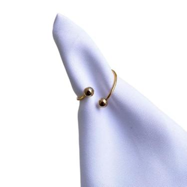 Imagem de Kit Anel Porta Guardanapo Casamento Mesa Posta Único Metalico Com Perola(Dourado,12)