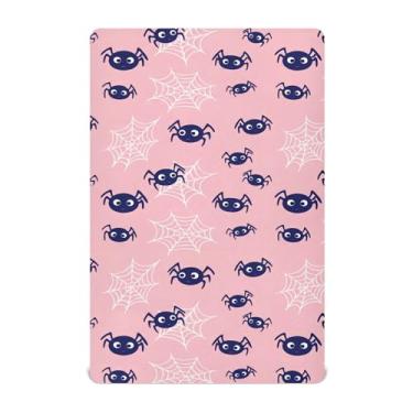 Imagem de Burbuja Lençol de berço Webs on Pink para meninos e meninas, lençol com elástico 71 x 132 cm para colchões de berço padrão e infantil, macio e respirável