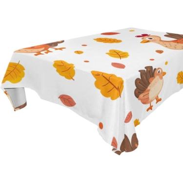 Imagem de YETTASBIN Toalha de mesa quadrada de peru de Ação de Graças, à prova d'água, resistente a rugas, lavável para piquenique, jantar, férias, cozinha, festa, decoração, 152 x 152 cm