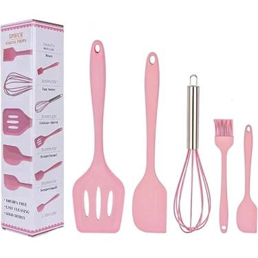 Imagem de Conjunto de 5 espátulas, conjunto de utensílios de silicone premium com resistência ao calor para cozinhar e usar na cozinha