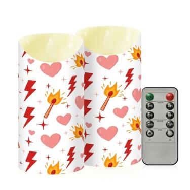 Imagem de Wassud Pacote com 2 velas sem chama relâmpago e chamas com controle remoto, velas realistas cintilantes com temporizador, velas decorativas para Natal, casamento, festa, decoração de casa média