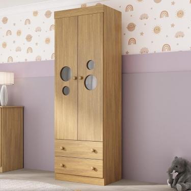 Imagem de Guarda-roupa Infantil 62cm 2 Portas Com Vidro E 2 Gavetas Pirulito Multimóveis MP4466 Madeirado