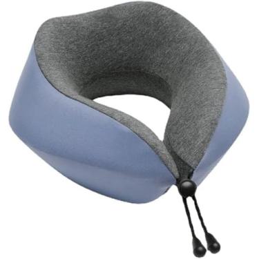 Imagem de Travesseiro de viagem, travesseiro de viagem de pescoço de espuma de memória, travesseiro de pescoço de avião adulto para viagem (azul)