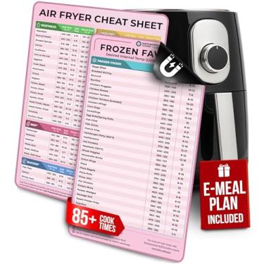 Imagem de Cathy Yoder's Conjunto de folhas de batota para fritadeira a ar, acessórios para fritadeira de ar, guia de cozimento de airfryer, ímã de tabela de horários de cozimento da airfryer, temperatura