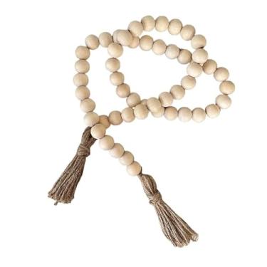 Imagem de Talão de Madeira Natural Guirlanda Com Juta Rústico Pendurado Borlas Corda Artesanal De Fazenda De Parede Ornamento(Sem letras 80cm)