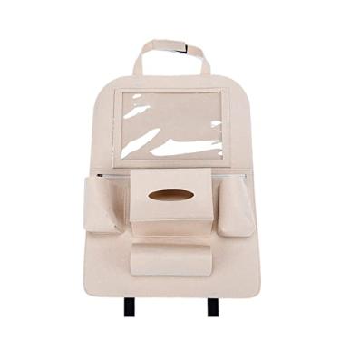 Imagem de Akozon Organizador do Assento Traseiro do Carro Tecido Não Tecido 40x55cm Lavável Universal Saco de Armazenamento do Banco Traseiro para Tecido de Garrafa de Telefone (Bey)