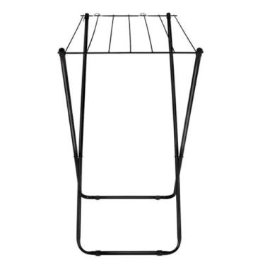 Imagem de Varal de Chão Portátil, Preto, Aço, Retrátil, 80x80x50cm, Suporta até 8kg, Compacto