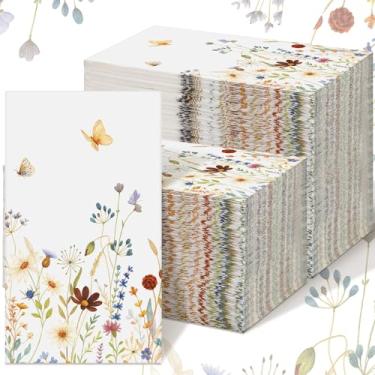 Imagem de Epakh Guardanapos de hóspedes de flores silvestres a granel 2 camadas aquarela flores silvestres guardanapos de papel descartáveis toalha de jantar borboleta floral toalhas de mão botânicas