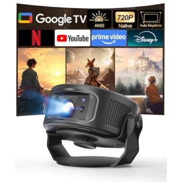 Imagem de Magcubic Projetor inteligente com Google TV, projetor portátil com WiFi 5 e Bluetooth 5.0, controle de voz, pedra fundamental automática, aplicativos integrados, mini proyector com suporte 2K para