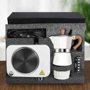 Imagem de DITOSH Conjunto de cafeteira Moka 4 em 1 com fogão elétrico, 3 xícaras, fogão de alumínio, cafeteira, cafeteira, mocha, clássica, italiana, com dispensador de pó, papel de filtro, portátil, para