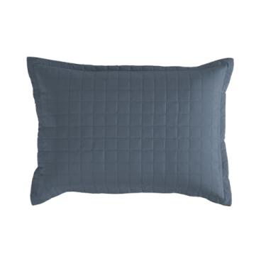 Imagem de Porta Travesseiro Matelado, Micropercal 300 Fios, 100% Poliéster, 70x50cm, Aba Americana, Branco (04, Azul)