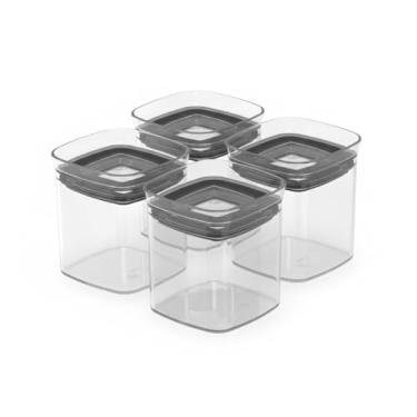 Imagem de Kit 6 Potes Herméticos Organizadores Porta Temperos, Plástico Livre de BPA, 150ml, 6,6 x 6,6 x 7,4cm, Transparente