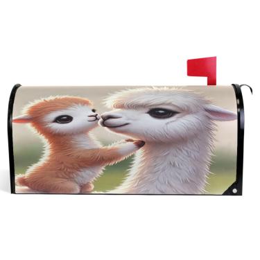 Imagem de TSENQUE Capas de caixa de correio de outono Lhama sazonal magnética impressão fofa caixa de correio de outono vinil decorações modernas caixa de correio tamanho padrão 52,56 x 45,8 cm