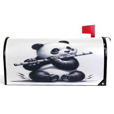 Imagem de TSENQUE Capas de caixa de correio magnéticas decorativas vinil caixa de correio envoltório verão bonito panda moderno caixa de correio decoração de jardim tamanho grande 64,5 x 52,8 cm