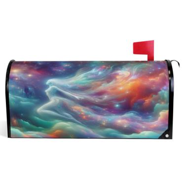 Imagem de TSENQUE Capas decorativas para caixa de correio magnética, caixa de correio de vinil, caixa de correio moderna, decoração de jardim, nebulosa, tamanho padrão 52,6 x 45,8 cm