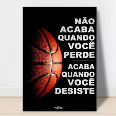 Imagem de Quadro Decorativo Basquete Motivacional Cesta Bola Quarto Qualidade Premium (28x20cm)