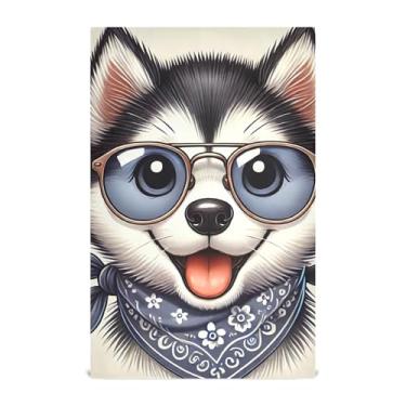 Imagem de Joisal Toalha de mão de chá fofa, cachorro Husky, fofo, cachorrinho, toalhas de prato decorativas para panos de cozinha, panos de banho, absorventes de secagem rápida, 45 x 71 cm, pacote com 6