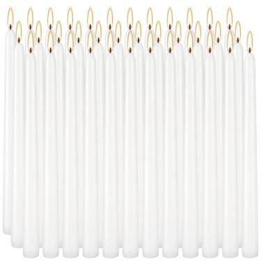Imagem de Grcdoyvl Pacote com 36 velas brancas afuniladas de 25,4 cm – velas premium sem cheiro sem gotejamento e sem fumaça para decoração de casamento, jantares finos, candelabros, jantares românticos e
