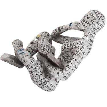 Imagem de Naroote Estatueta Inovadora de Moldagem de Polpa de Leitura Feminina para Decoração de Casa e Opção de Presente, Adequada para Mesa ou Mesa de Cabeceira (G)