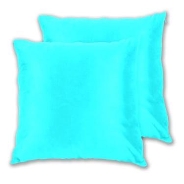 Imagem de Joitme Conjunto de 2 capas de almofada azul aqua ciano, capas de almofada fofas para uso ao ar livre, almofadas de cama para sofá, 40,6 x 40,6 cm, 2 peças