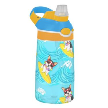 Imagem de Garrafa de água de 473 ml com canudo para crianças, meninas, meninos, 473 ml, garrafa de água esportiva reutilizável à prova de vazamento, copo de viagem infantil portátil, alça de transporte