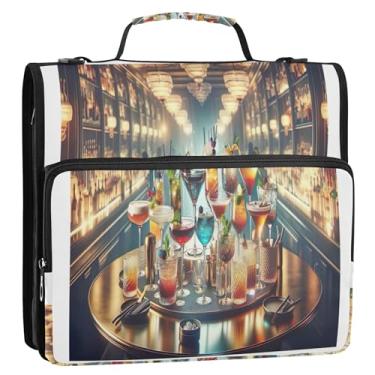 Imagem de Organizador de fichário colorido com zíper para copos de coquetel, 3 cm, fichários resistentes com alça, pasta de armazenamento de bolsa escolar com alça