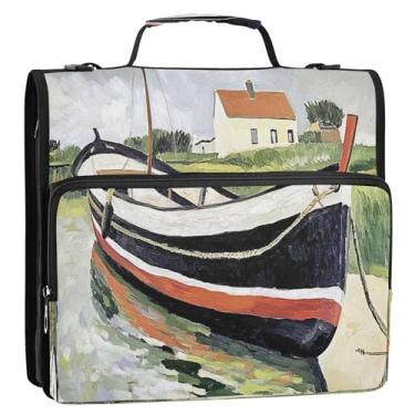 Imagem de Fichários brancos com zíper Village Boat House, fichário de portfólio com zíper, bolsa escolar