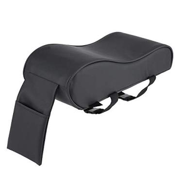 Imagem de Almofada de couro universal para apoio de braço de carro, espuma de memória, capa de almofada automática com bolso para celular