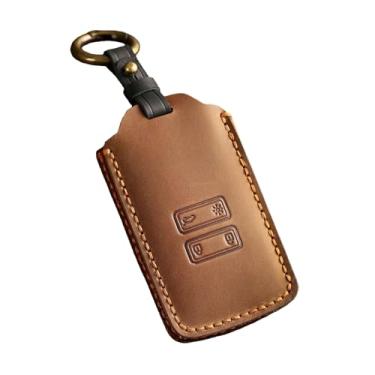 Imagem de Capa de couro para chave de carro, compatível com Renault Captur Koleos Kadjar Zoe Arkana Espace Clio Megane Grand Scenic Sandero Dacia Duster(Brown)
