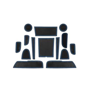 Imagem de OGGUYME Tapete de ranhura de porta compatível com Tucson NX4 2021 2022 com distância entre eixos longa, antiderrapante, compartimentos para portão, interior automotivo, acessórios Tucson NX4 (azul)