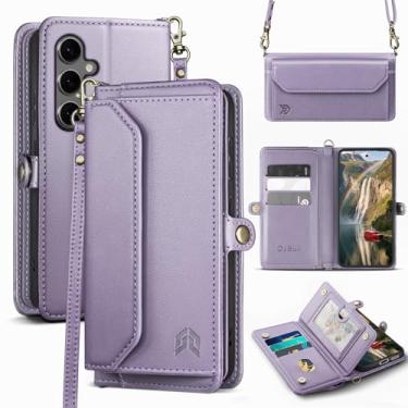 Imagem de DJBull Capa carteira para Samsung Galaxy S25 Plus com suporte para cartão, alças de ombro e pulseira, couro PU macio, encaixe magnético, capa de telefone flip para mulheres e homens para Samsung S25