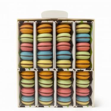 Imagem de Borracha Macarron Colorida com Chocolate, Formato de Macaron, 5 Peças Sortidas, Laranja Verde Rosa Azul Amarelo