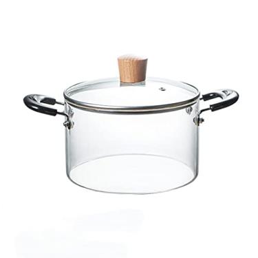 Imagem de Conjuntos de utensílios de cozinha 2,3 L panela de cozinha de vidro doméstico resistente ao calor panela de sopa transparente salada instantânea macarrão tigela de cozinha panelas panela (cor: A