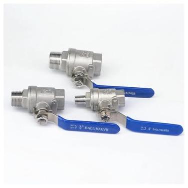 Imagem de ROUPWKWO 1/10.2 cm 1/5.1 cm 3/10.2 cm 2.5 cm 5.1 cm BSPT fêmea para macho aço inoxidável 304 válvula de esfera tipo 2 peças porta completa vapor de água 358 PSI (1-1/10.2 cm)