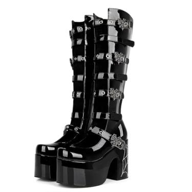 Imagem de SEIFIN Botas femininas góticas Lolita plataforma aberta na frente do joelho salto plataforma plataforma salto plataforma plataforma salto plataforma plataforma salto plataforma plataforma salto