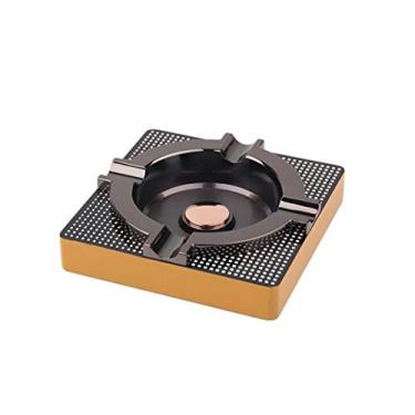 Imagem de Cinzeiro de decoração de casa quadrado para decoração de metal para presente de liga de tinta de charuto cinzeiro preto