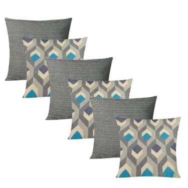 Imagem de Kit 6 Almofadas Decorativas Cheias 48x48cm com Zíper Invisível para Sofá Sala Quarto (73)