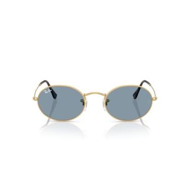 Imagem de Óculos de Sol Ray-Ban Oval 0RB3547 001/56 Tam 51 / Ouro - Lentes Azul