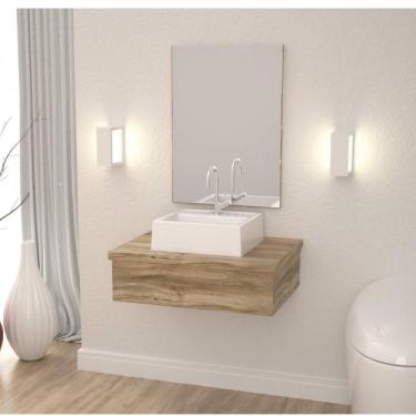 Imagem de Conjunto Para Banheiro Gabinete Com Cuba Q32 E Espelheira 601w Metrópole Compace Carvalho