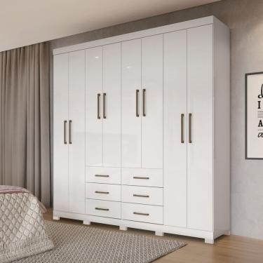 Imagem de Guarda Roupa Casal 8 Portas 6 Gavetas Liverpool 8.6 Santos Andirá Branco