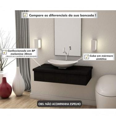 Imagem de Conjunto Bancada Para Banheiro 80cm Com Cuba Canoa L45 800w Metrópole Compace Preto Onix