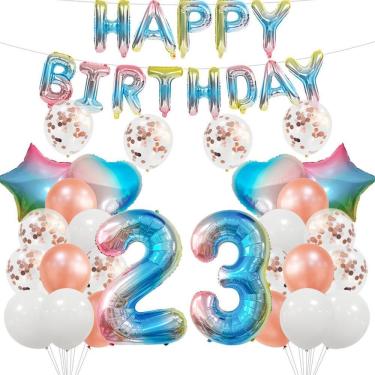 Imagem de Kit de balões 44 unidades de balões de confete de folha de látex para 23º aniversário